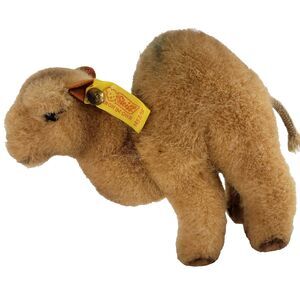 Steiff Trampy Camel Plush 7" Tan Vtg 1453 /15 Yarn Tail Button Eyes Stuffed Toy